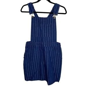 Umgee Railroad Stripe Denim Overall Dress Small